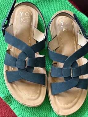 Yoki Black Strappy Women’s Sandals with Slingback